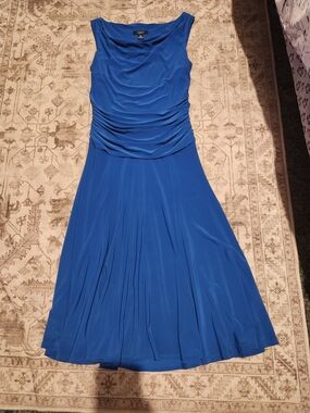Sleeveless Cowl Neck A-Line Dress in Royal Blue